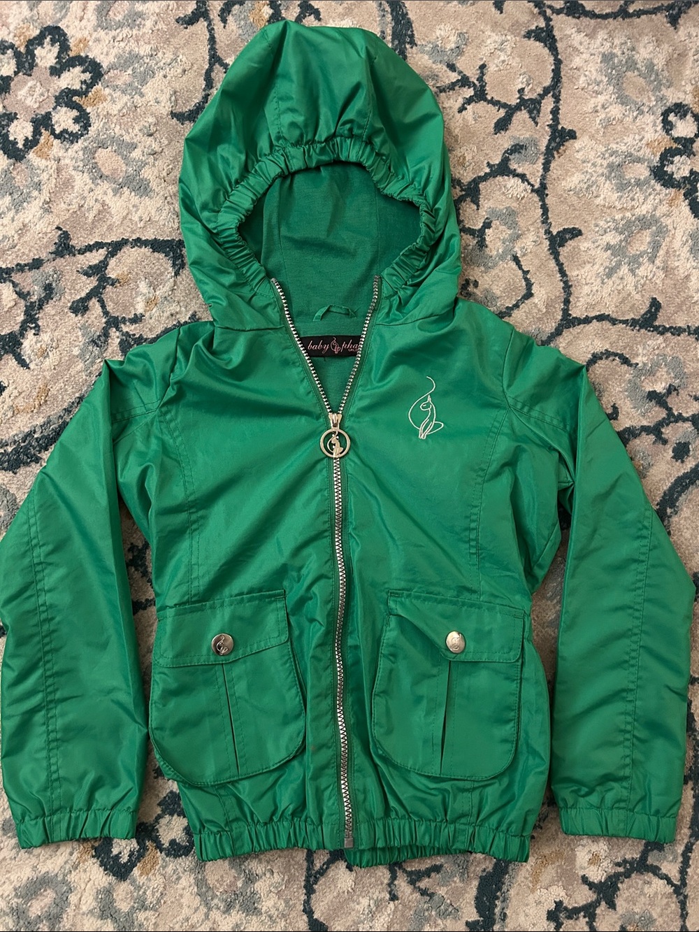 Baby Phat Emerald Green Hooded Zip Rain Jacket